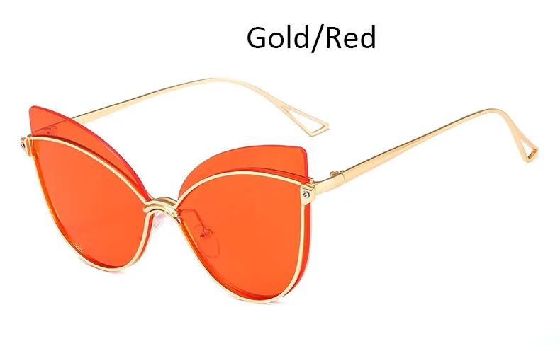 Gold Red Солнцезащитные очки для женщин, модные, кошачий глаз, Топ бренд, дизайнерские, женские очки, сексуальные оттенки, роскошные женские солнцезащитные очки Oculos De sol - Цвет линз: Gold Red
