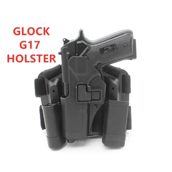 

Quick Draw Military Tactical Left Hand Leg Holster with Magazine Pouch and Flashlight Pouch Fit Glock G17