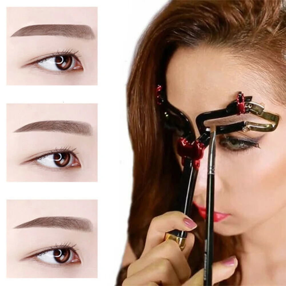 

3 In 1 Eyebrow Shapes Stencil Adjustable Portable Eyebrow Makeup Model Template Tool 2019 Durable Women Eyebrow Stencil Shaper