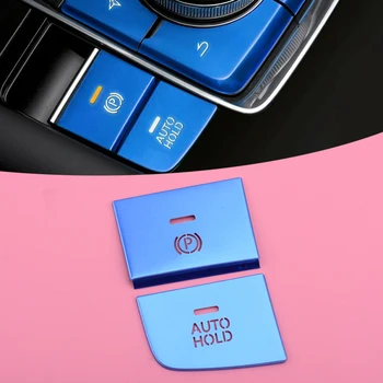 

2pcs Blue Electronic Hand Brake Button Auto Hold Cover Trim Sticker Fit For Mazda 3 2019 2020