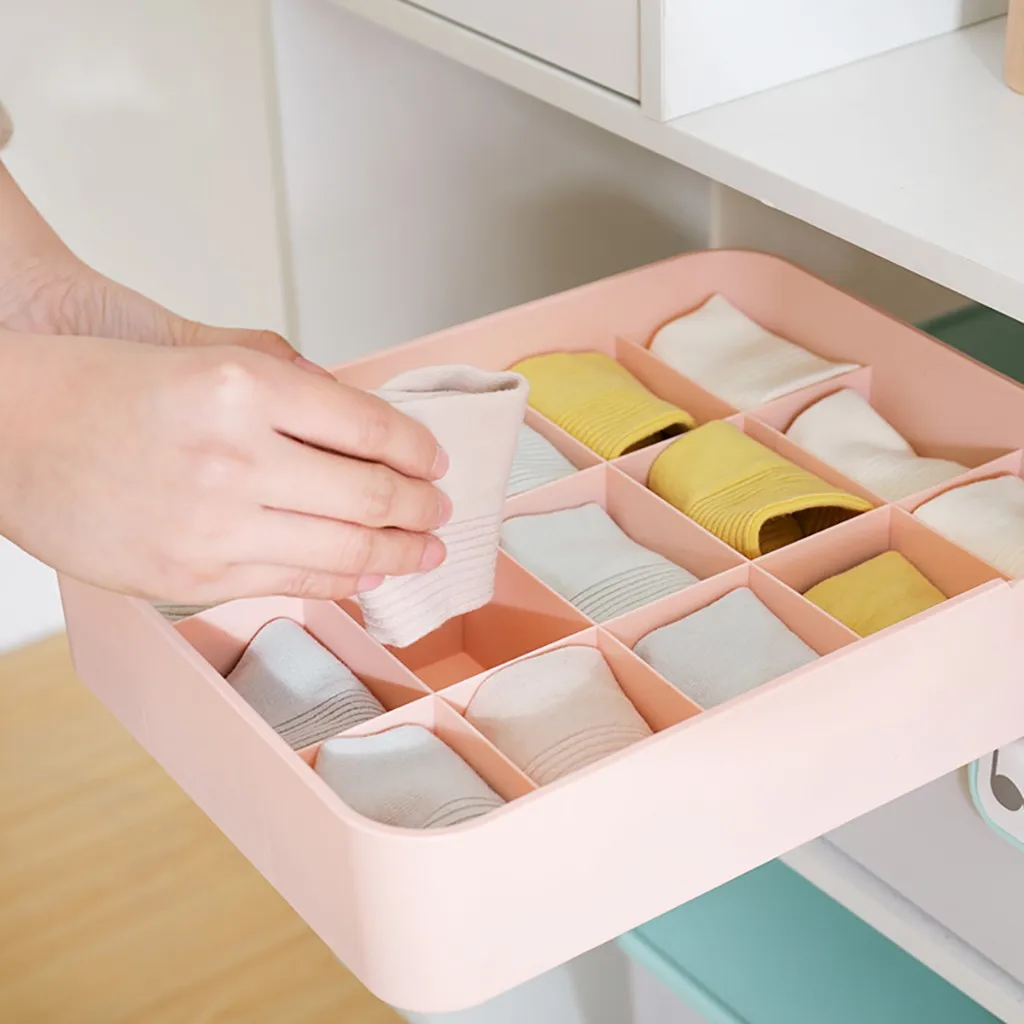 

Plastic Underwear Organizer Bra Tie Socks Clothes Storage Box Label Classification Wardrobe Closet Organizer Division Box d#