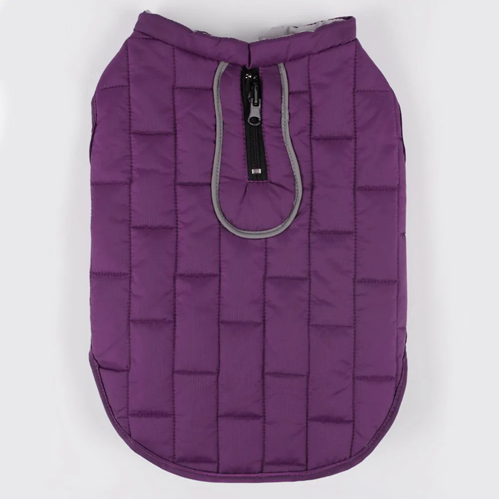 Autumn Winter Reflective Traction Hole Jacket Waterproof Dog Clothes Cotton Layer Pet Coat Bicolor Back Zipper Puppy Warm