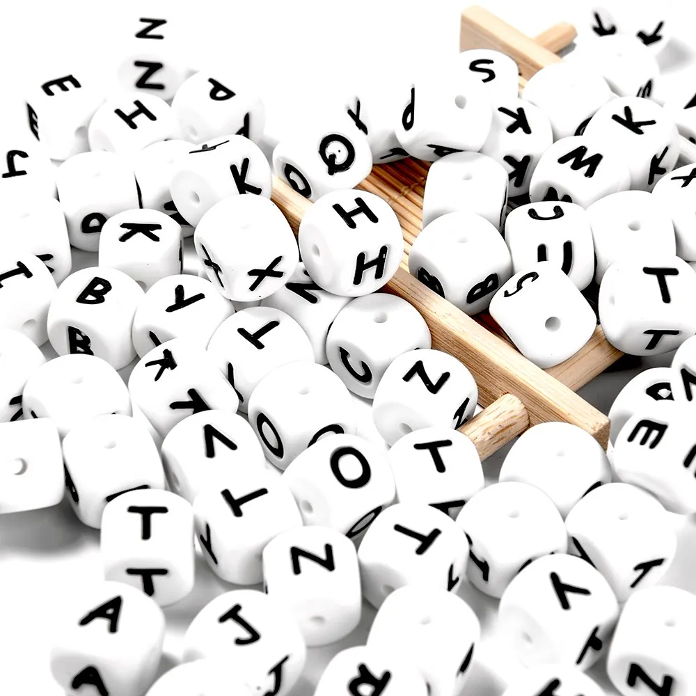 

Cute-idea 200pcs Silicone English Alphabet Beads Letter BPA Free For DIY Baby Teething Necklace Baby Teether infant products