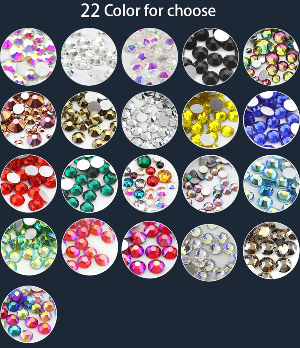 

SS4-SS12 Mixed Size Non Hotfix Glass Nail Rhinestones 3D Nails Art Decorations Diamond Crystals Strass Charms Rhinestone Set