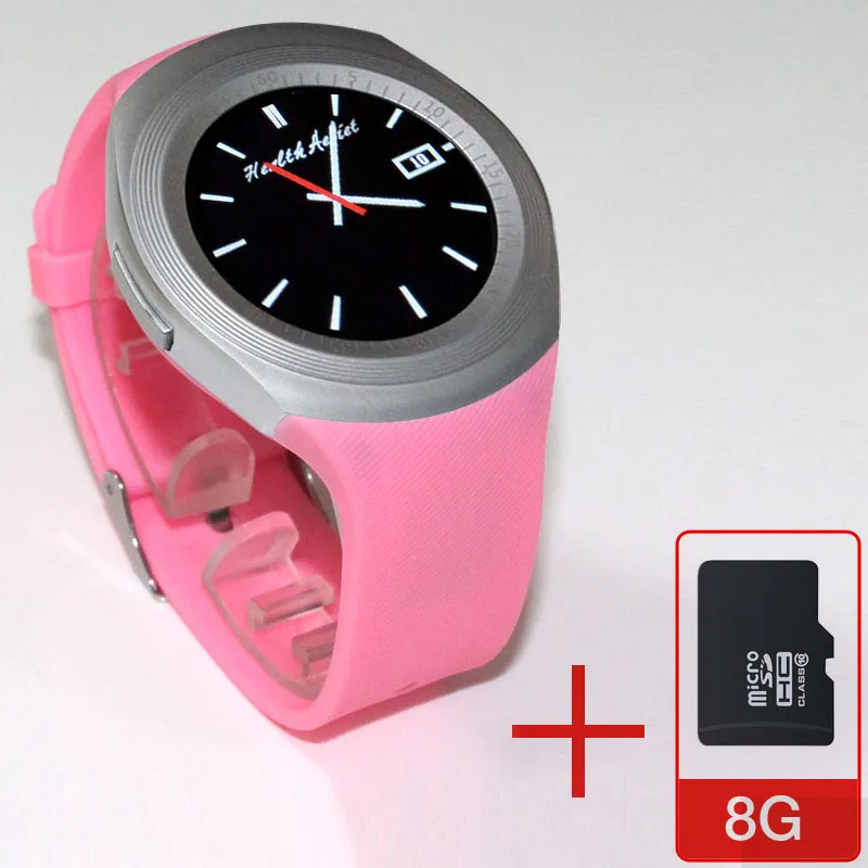 Смарт-часы PRETTYLITTLE Y1, круглые, Bluetooth, sim-карты, умные часы, пульт дистанционного управления камерой, женские и мужские, фитнес-кардиостимулятор - Цвет: pink-add-8g
