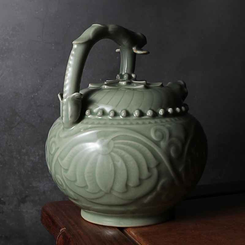 Celadon Китайский кунг-фу керамический чайник с ситечком ручной работы Дракон цветок чай пуэр фарфор самовар Кунг Фу чайная посуда