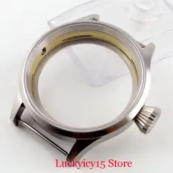 Высококачественный круглый 316L матовый 43 мм чехол для часов со стеклом подходит для ручного намотки 6497/6498 механизм