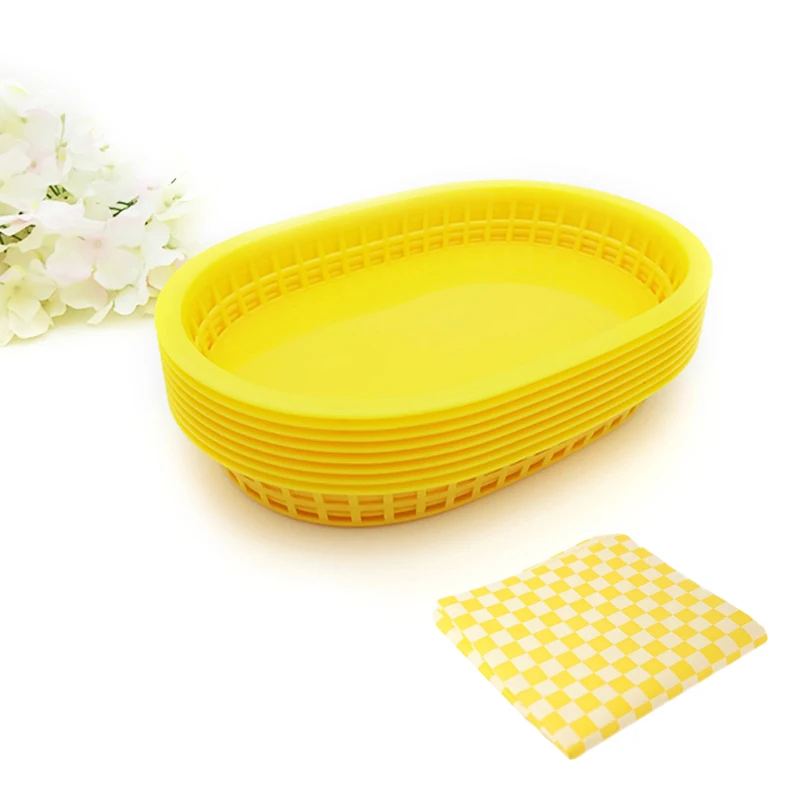 Large fast food basket with wax paper  (1)