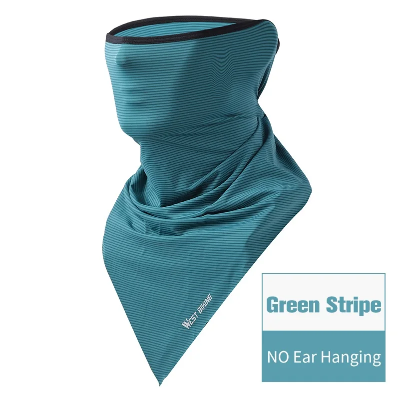 NO Ear-Green Stripe WEST BIKING, летняя велосипедная маска для лица, анти-УФ головной убор, велосипедная Кепка для бега, анти-пот, велосипедная бандана, волшебный спортивный шарф, маска для лица - Цвет: NO Ear-Green Stripe