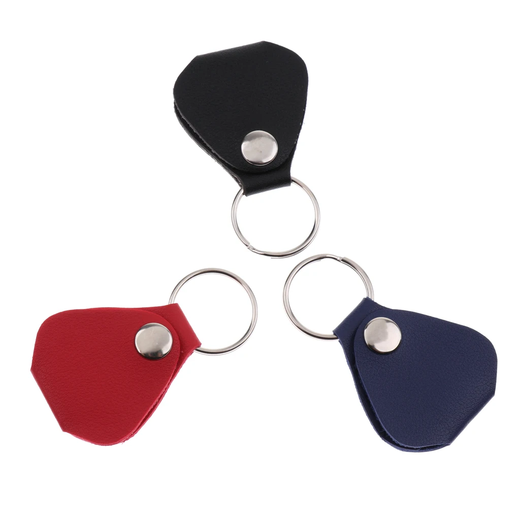 Guitar Pick Holder Case PU Leather Plectrum Key Fob Case Bag for Guitar