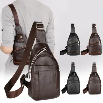 

Faux Leather Men Messenger Shoulder Bag Casual Crossbody Handbag Chest Pouch