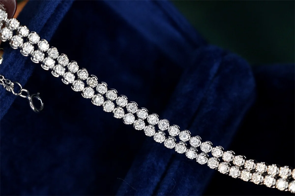 18K Solid Dianond Bracelet 1.5 carats White Real Gold Jewelry(AU750) Women Diamond Clavicle Chain South African Diamonds Wedding