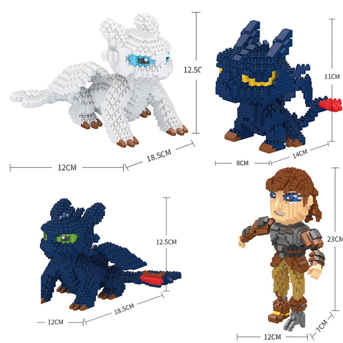 

hot LegoINGlys creators Anime Train Your Dragon light Night Fury Hiccup model mini micro diamond building block bricks toys gift