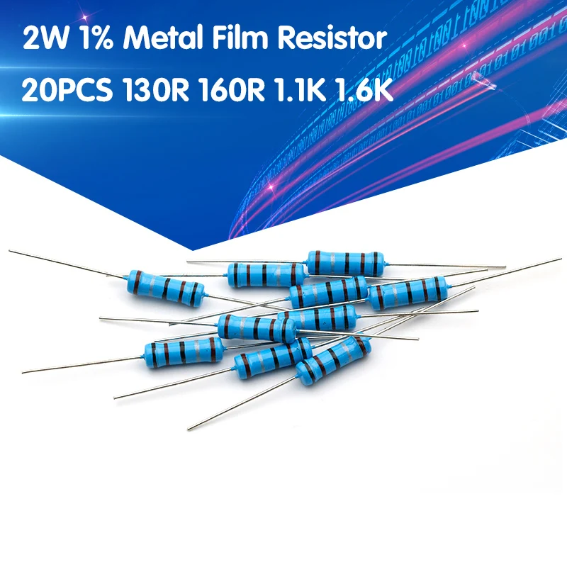 

20pcs 2W 1% Metal Film Resistor 130R 160R 130 160 1.1K 1.3K 1.6K ohm