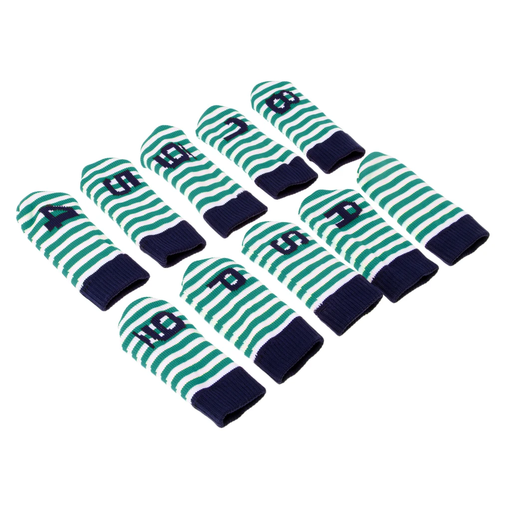 10 Pieces Durable Knitted Velvet Golf Iron Head Covers Set Club Putter Headcover Golf Accessories