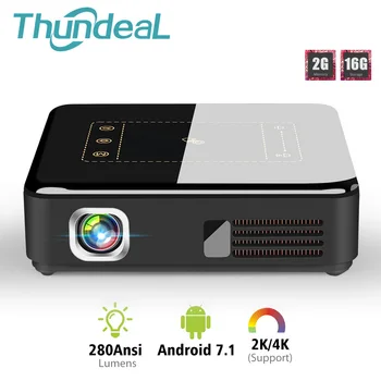 

ThundeaL Android 7.1 DLP Projector T20 Pico 3D LED T5 Projector WiFi Bluetooth Mini Support 4K Beamer Battery Home Theater