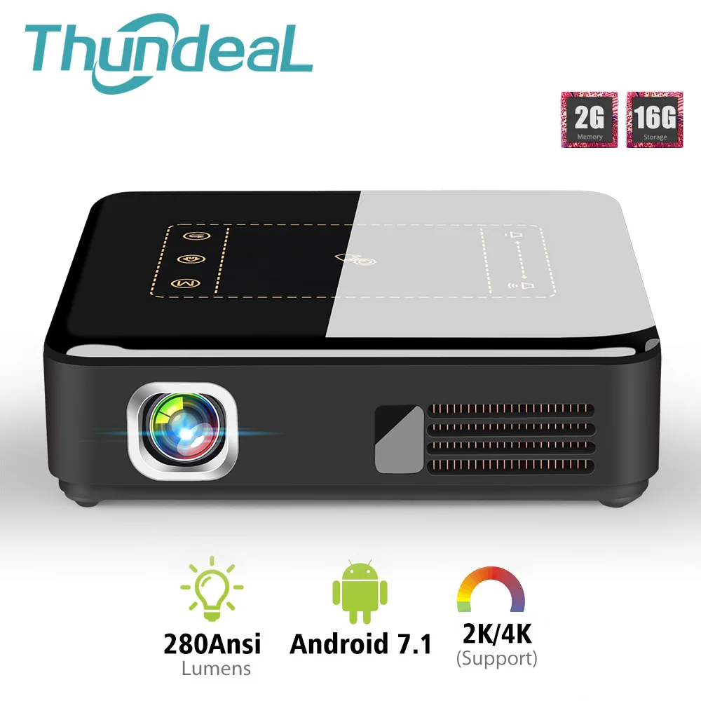ThundeaL Android 7 1 DLP проектор T20 Pico 3D светодиодный T5 WiFi Bluetooth мини поддержка 4K Beamer батарея
