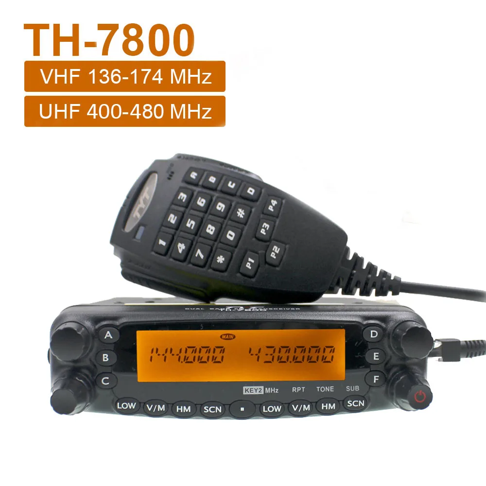 TYT TH-7800 Mobile Radio High power Detachable Front Panel Dual Band auto transceiver latest version 136-174&400-480MHz 50W VHF