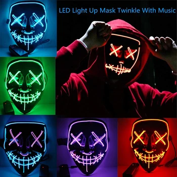 

LED Mask Halloween Party Masque Masquerade Masks Neon Maske Light Glow In The Dark Mascara Horror Maska Glowing Masker Purge