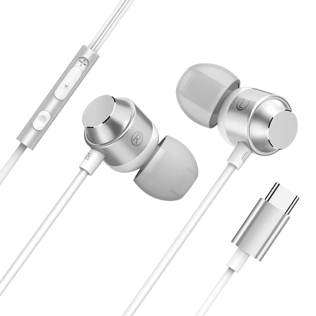 Beautyss оригинальные наушники usb type-c в ухо проводные наушники с mi c music super boss стерео гарнитура для xiao mi мобильного телефона - Цвет: White