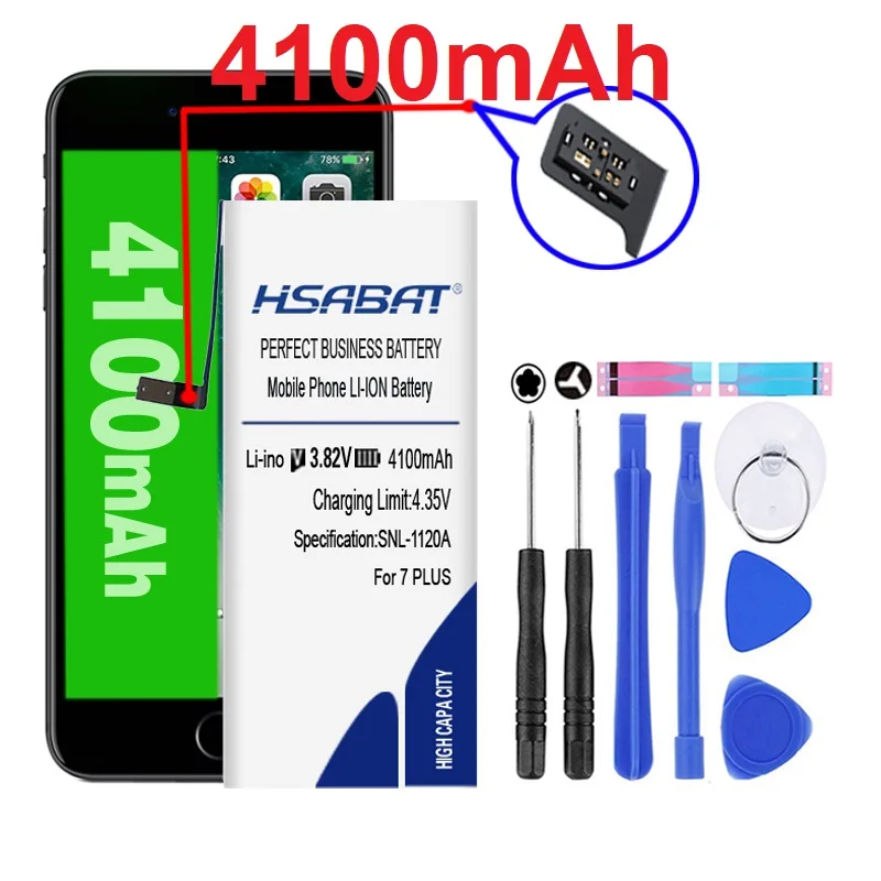 

HSABAT Larger Capacity 4100mAh Battery for iphone 7 Plus for iphone7 plus for iphone 7plus for iphone 7G plus tools+Sticker