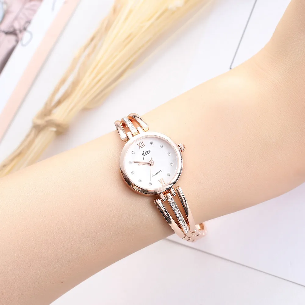 Reloj de cuarzo informal para mujer, pulsera analógica redonda de acero inoxidable, de lujo