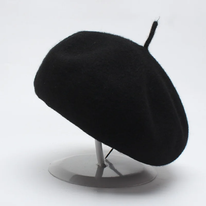 Женские осенне-зимние береты, шляпа в стиле художника, женская шапка из шерсти, винтажные береты, одноцветная шапка, женская шапка, теплый берет для прогулок