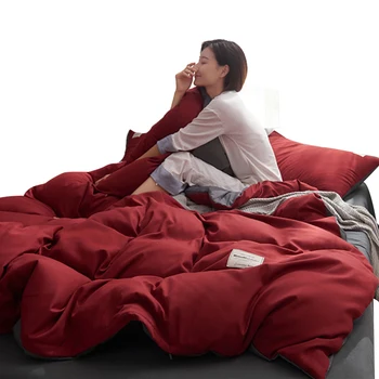 

For 1.2/1.5/1.8/2.0m Bed Duvet Cover Bedding Set Cotton Sanding 4pcs Quilt Cover Bed Sheets Pillowcase Comfortable Coverings