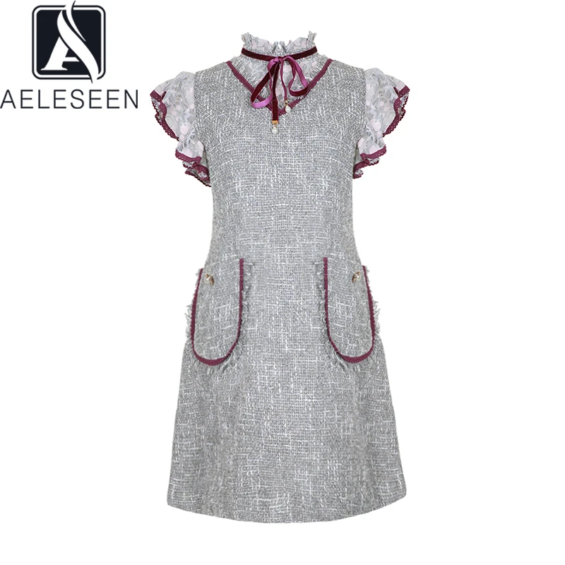 AELESEEN 2020 новая мода высокое качество шерстяное платье без рукавов А-силуэта