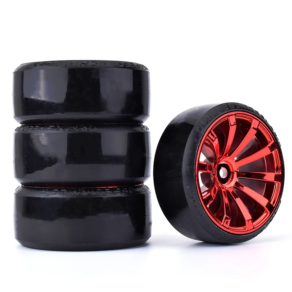 1/10 RC Run Flat Car Tyres, 65mm Rubber RC On Road Tire For 1/10