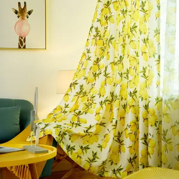 

Lemon Darkening Curtains for Kids Bedroom Lovely Window Door Decor Polyester Hooks Cortinas Living Room Kitchen Cafe Valances