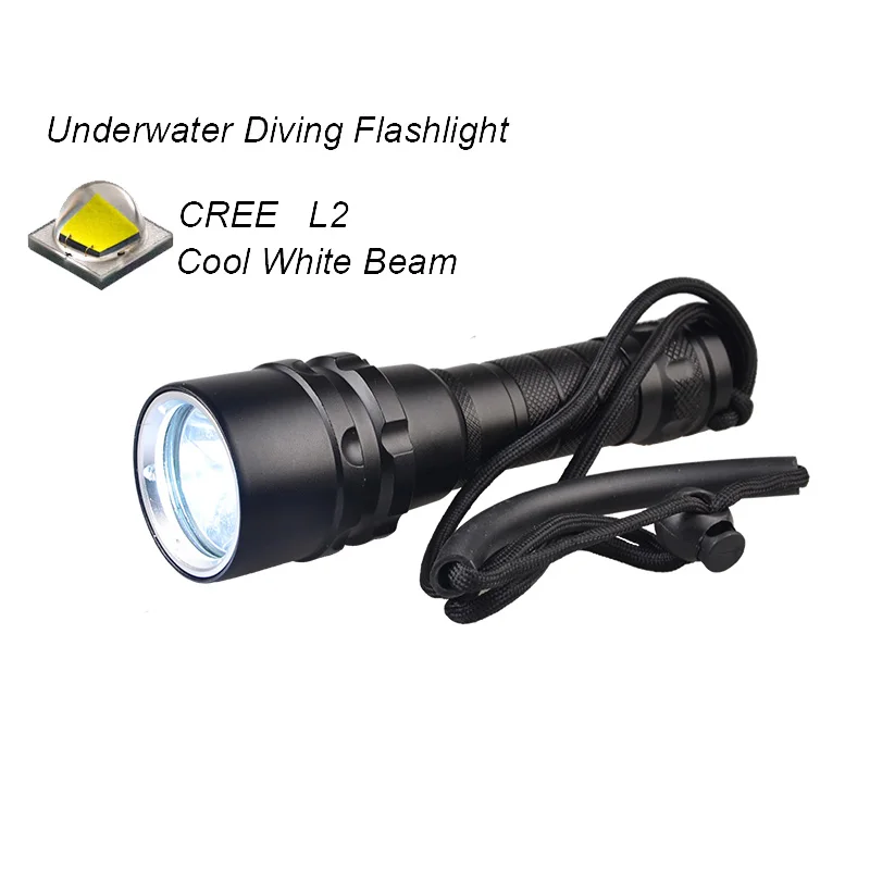 [ ] CREE XM-L2 XML-T6 светодиодный профессиональный светодиодный фонарь для использования под водой Дайвинг фонарик водонепроницаемый фонарь - Испускаемый цвет: COOL WHITE L2