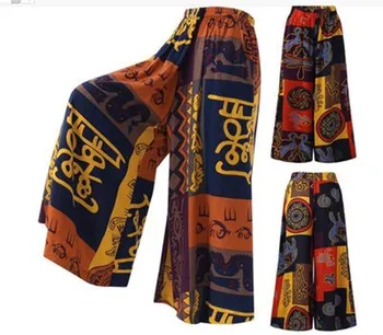

2020 Ladies Trousers Spring and Summer New Loose Printed Casual Wide Leg Pants Trend Mid-rise Large Size Large Flared Pants