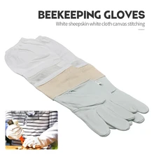 Пчеловодство предотвращает перчатки для пчеловода защитная сетка ткань рукава вентилируемые профессиональные овчины холст анти пчела инструменты