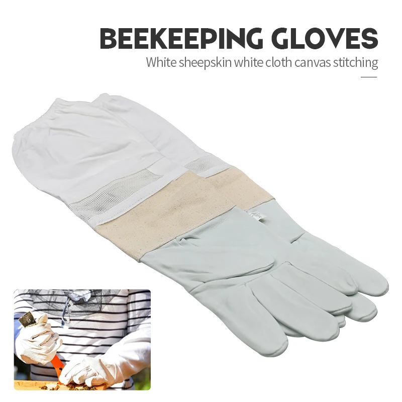 Beekeeping Prevent Gloves For Beekeeper Protective Mesh Fabric Sleeves Ventilated Professional Sheepskin Canvas Anti Bee Tools | Дом и сад