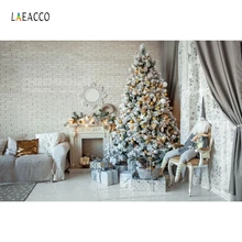 Laeacco Рождественская елка камин Крытый фотографии фоны винил студия фон для фото год украшения дома реквизит