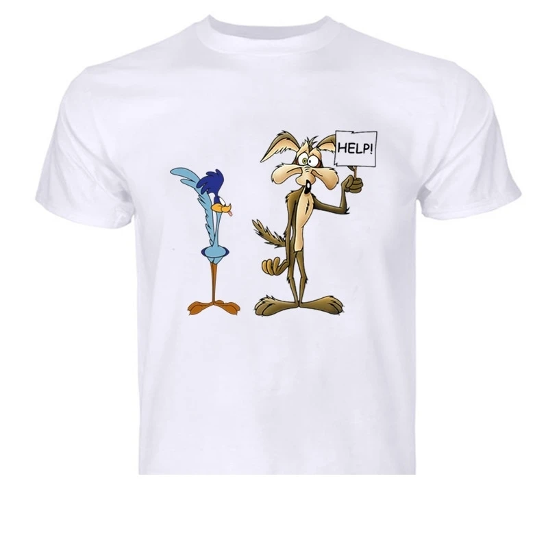 Мужская футболка Летняя Хлопчатобумажная Roadrunner roadrunner wile мультяшный Койот
