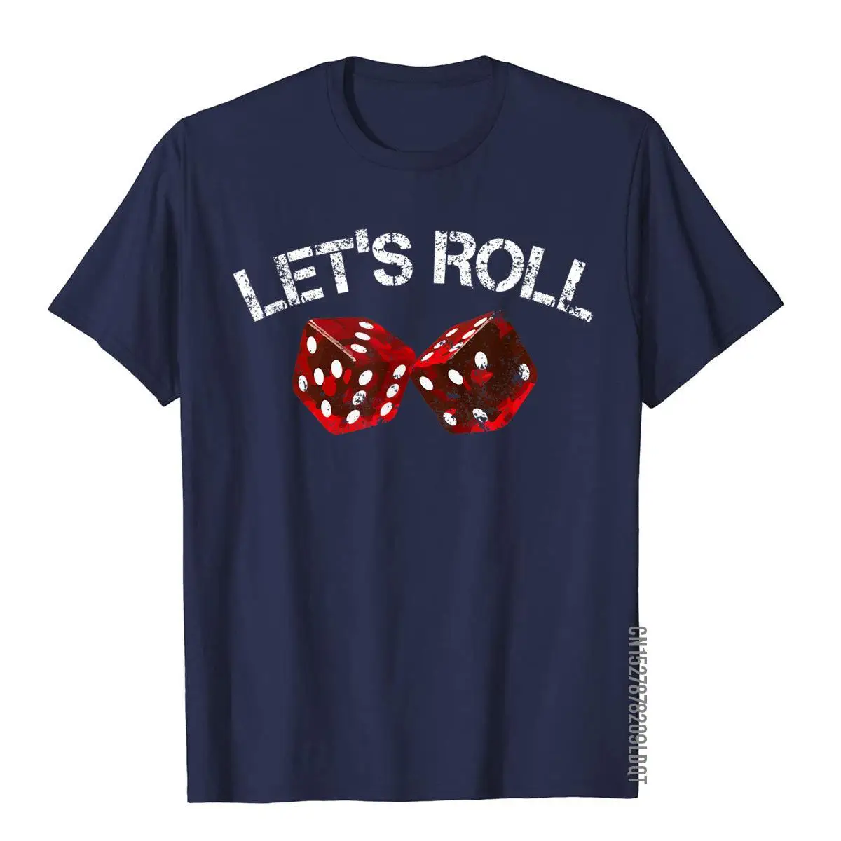 Let's Roll Funny Red Dice Craps T-Shirt__B13882navy