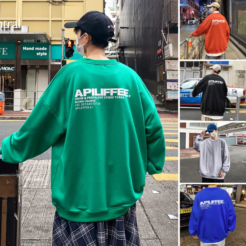 

2019 Autumn And Winter Men's New Casual Solid Color Round Neck Loose Temperament Trend Cotton Hoodies Harajuku Streetwear