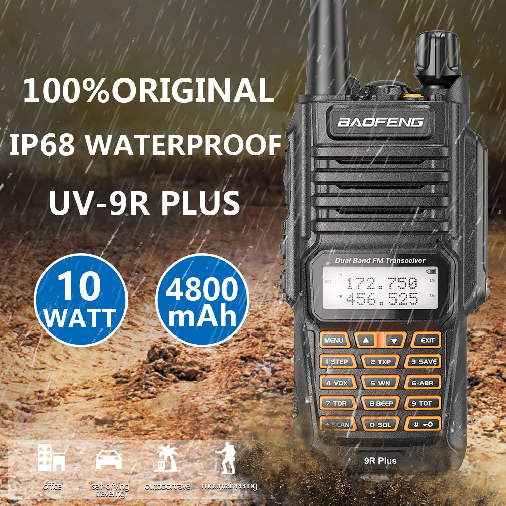 Baofeng-walkie-talkie UV-9R Plus, Radio portátil bidireccional, 10W, resistente al agua, 10km de largo alcance, UV9R, CB Ham