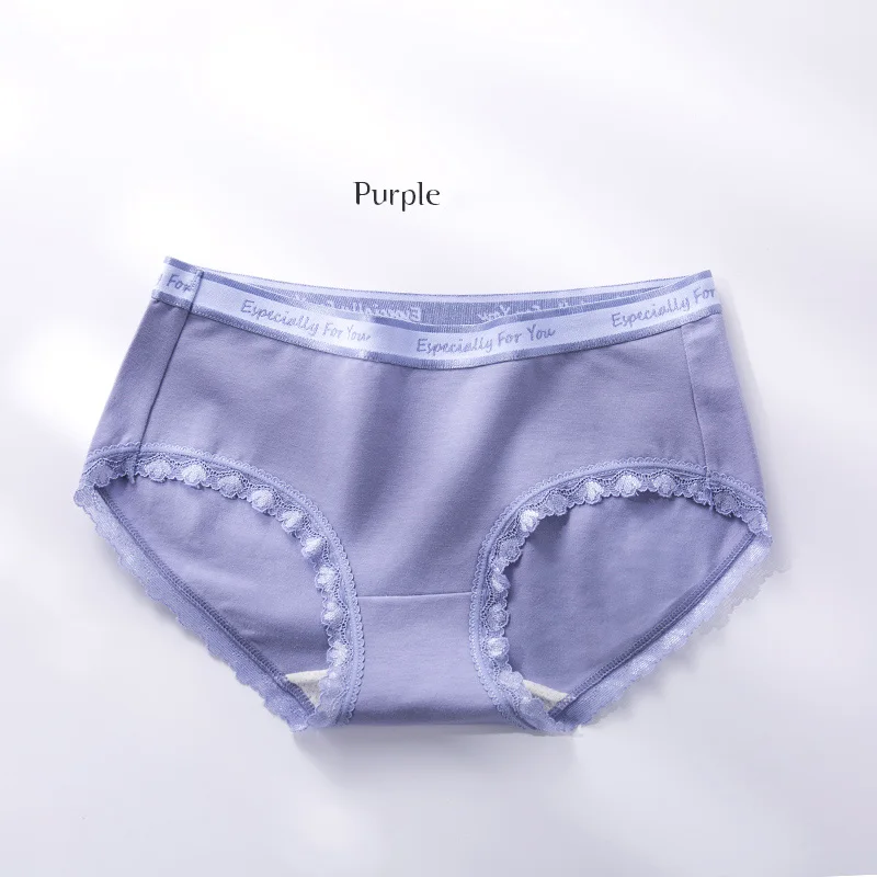 Purple LANGSHA, мягкие хлопковые трусики, женские сексуальные дышащие трусы, модное нижнее белье с буквами, трусы для девочек, низкая талия Бесшовные нижнее белье - Цвет: Purple