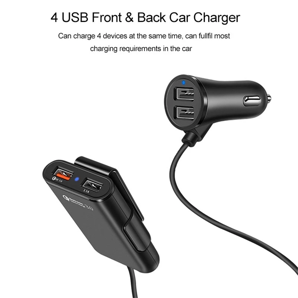 OHANEE 4 USB QC 3,0 Автомобильное зарядное устройство Быстрая зарядка 3,0 для iPhone аксессуары