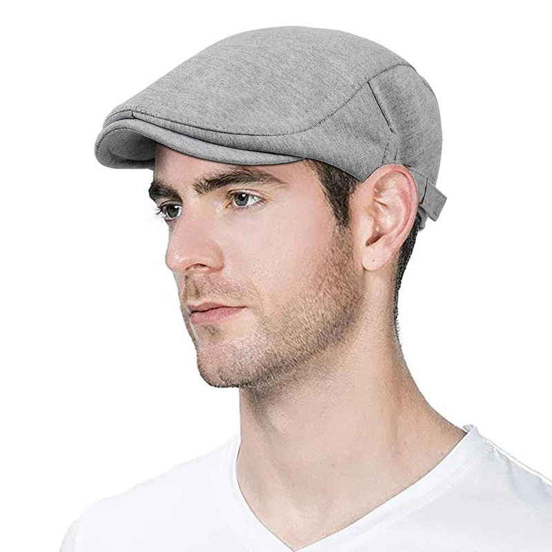 Man Berets cotton British Vintage Flat Caps Gatsby Male Solid Gray Black Spring Autumn Winter Adjustable Driver Hats beret hat,woolen beret