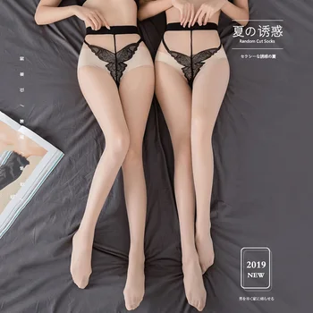 

Sexy Butterfly Crotch Jacquard Transparent Tights Plus Size Skin Slim Legs Ultra Thin Anti-hook Bikini Detail Women Pantyhose