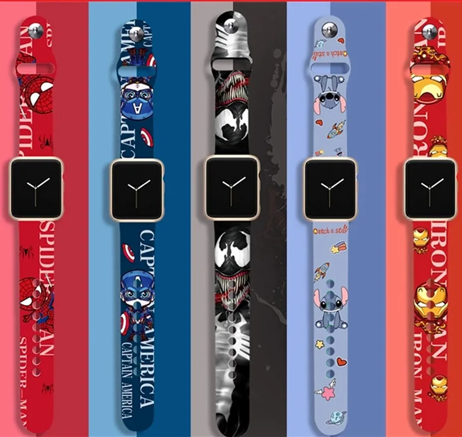 Disney Marvel Spiderman Venom Watch Anime Figure Cartoon Apple Replace Strap Bracelet Boy Girl Toy for IWatch Series SE1-6 | Игрушки и