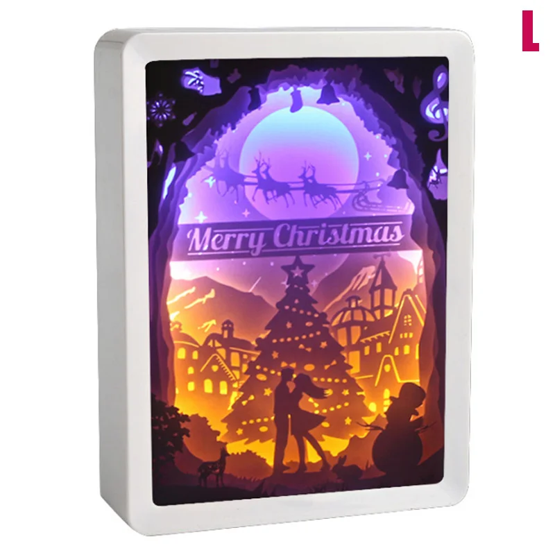 

3D Night Lamp Paper Pattern Painting LED Table Shadow Box Frame Party Home Decor TP899
