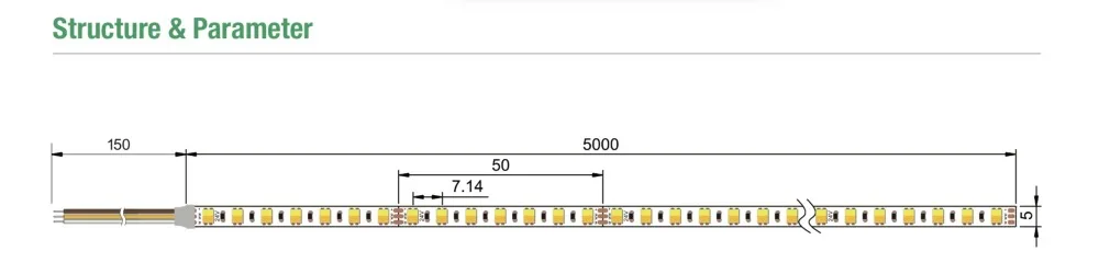 5 м/катушка, ССТ регулируемая DC24V 2835 SMD светодиодные полосы ленты света, 112 светодиодов/м, 560 светодиодов/Катушка, не водонепроницаемый