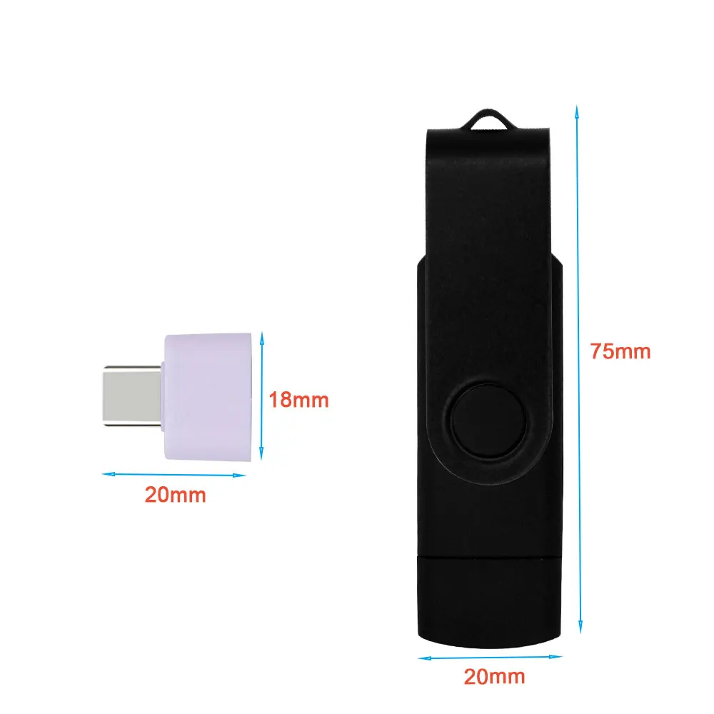 Поворотный флеш накопитель OTG 32 ГБ 16 64 металлический USB 2 0 для телефонов Android