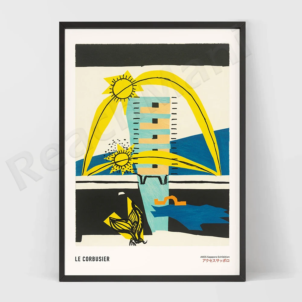 アート・デザイン・音楽 LE CORBUSIER DAS GRAPHISCHE WERK Le Corbusier Vintage Exhibition Poster 1949 /Japanese Poster