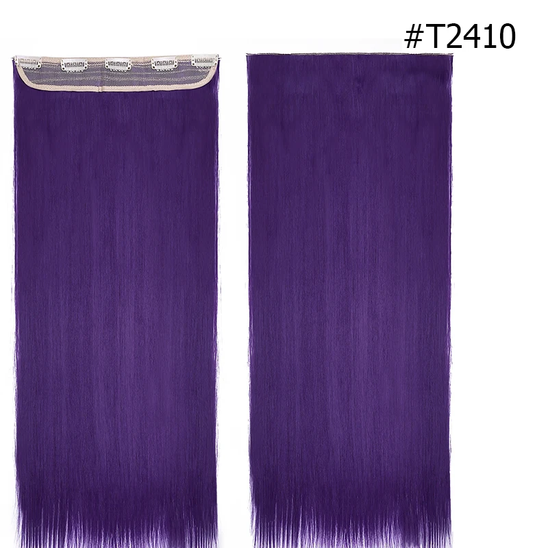 dark purple T2410 S-noilite, накладные волосы на заколках, длинные прямые синтетические волосы на заколках, красные, розовые, фиолетовые, серые накладные волосы для женщин - Цвет: dark purple T2410